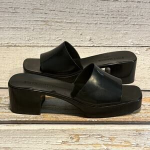 Steve Madden Harlin Jelly Heeled Sandals Womens 10M Black Y2K Open Toe Slides